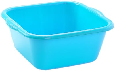 Plasticforte teiltje/afwasbak - Set van 2x stuks - vierkant - kunststof - 10 liter - 36 x 34 x 15 cm - Blauw - Schoonmaken