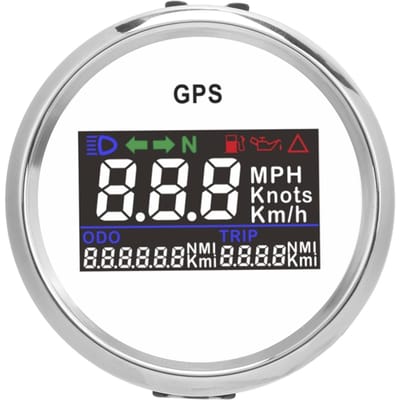Compteur de vitesse GPS numérique 2 pouces Compteur kilométrique réglable pour véhicules 12V 24V Voiture Yachts black
