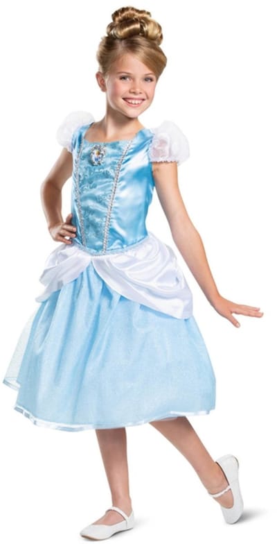 Smiffys - Disney Cinderella Deluxe Kostuum Jurk Kinderen - Kids tm 6 jaar - Blauw