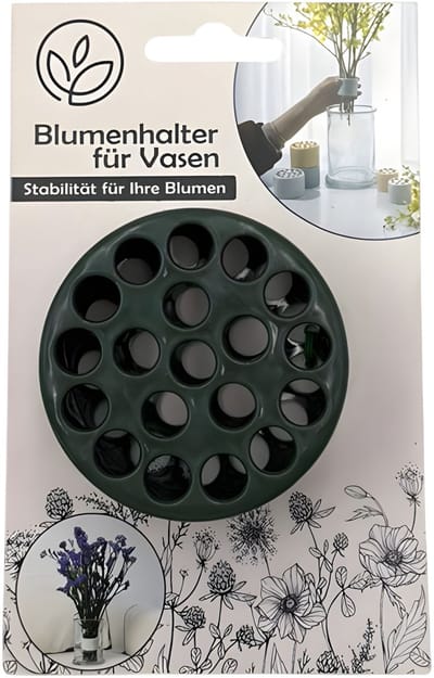 Alma Garden Bloemenschikker voor in vaas - bloemverdeler - boeketring - groen - vaas raster - 7 x 4.5 cm