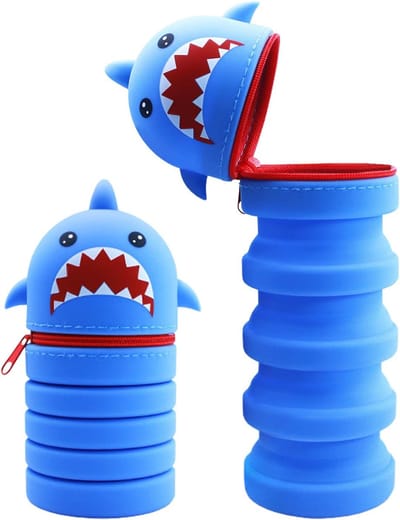Kikker etui - Pennenhouder opbergdoos - School kantoor - 2-in-1 opvouwbaar ontwerp - 20.8 x 9.8 cm - Blauw