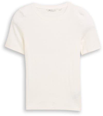 Tom Tailor Denim - Slim fit pointelle T-shirt - Maat XXL - off white