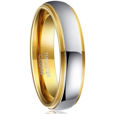 Bague de mariage en carbure de tungstène pour homme, bijou poli à la main de style sud-américain, en acier doré, 6 mm 9 beige