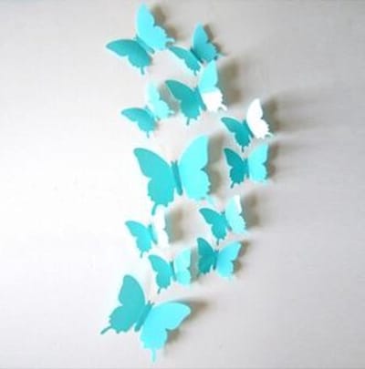 CHPN - Vlinders - Muurstickers - Muurdecoratie - Verschillende Afmetingen - Vlinders - 12 stuks - Blauw - Woondecoratie - Wooncadeau - Verschillende dessins