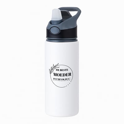 Hacebo® - de beste moeder dat ben ik dus waterfles met rietje zwart - Moeder - mama - Moeder cadeautjes - moederdag - verjaardag - geschenk - kado - water fles - 650ML
