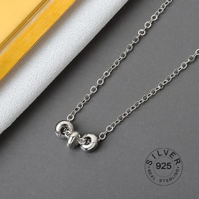 Collier avec pendentif géométrique en argent sterling 925 véritable et élégant, chaîne creuse, bijoux fins pour femmes, bijoux de fête de mariage black