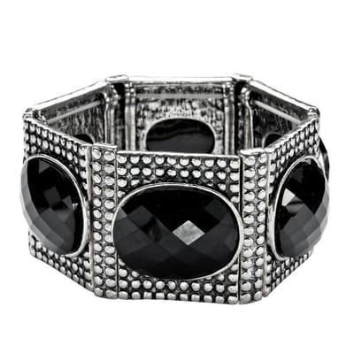 Behave - Armband elastisch zwarte steen - Avondstijl statement accessoire