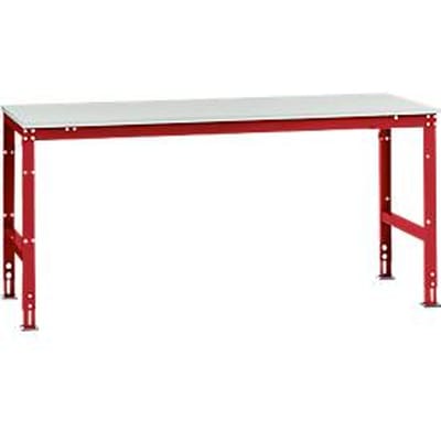 Manuflex werktafel UNIVERSAL Standaard, 2000 x 1000 mm, kunststof lichtgrijs, robijnrood