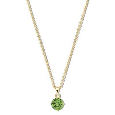 New Bling 9NB-1195 Zilveren Ketting met Zirkonia Hangertje 5mm - Groen - Ankerschakel - 1,6mm - 40+5cm - Zilver - Verguld/Goud op Zilver