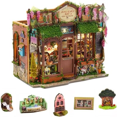 Miniatuur Huis - Houten Knutselset - Hobby Project - Met LED Verlichting - 235 cm breed - Huis Winkel