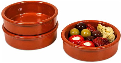 Tapas schaaltjes Alicante - 3x - 18 x 6.5 cm - terracotta - met handvatten - tapas bakjes - hapjes - serveerschalen - ovenschalen - Spaans