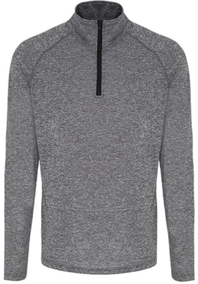 TriDri - Performance Longsleeve met 1/4 Rits T-Shirt - Black Melange/Black maat S