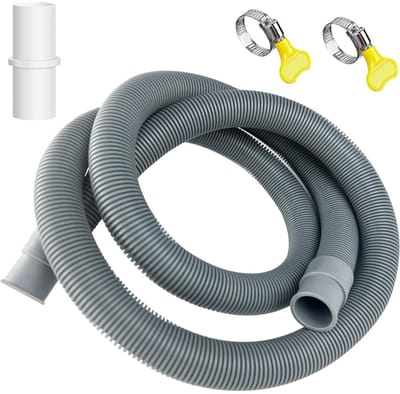 EXCITAT Verlengstuk voor afvoerslang - Afvoerslang verlengset - Inclusief 1 slangaansluiting en 2 slangklemmen - Geschikt voor wasmachineslang, vaatwasser, droger - 1,5 m x 20 mm