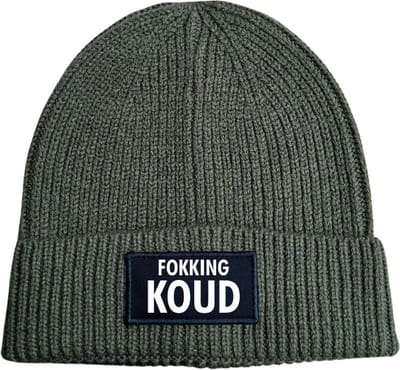 Wintermuts rib mil. green | wit - Fokking koud - soBAD. | Wintersport | Après ski outfit Warme Muts voor Volwassenen | Heren en Dames Beanie