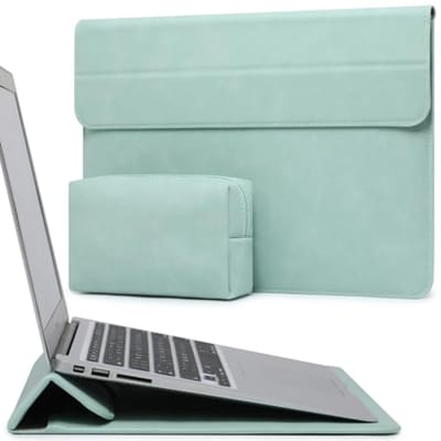 15-16 Inch Laptop Hoes Sleeve met Standaard voor MacBook Pro 16 M5/M4/M3/M2/M1 Pro/Max 2026-2019, XPS 15, MacBook Pro 15 2015-2012, Samsung Galaxy Book Pro/Flex 15, Mint Groen