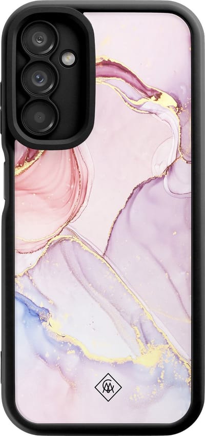 Casimoda® hoesje - Geschikt voor Samsung Galaxy A14 5G - Marmer roze paars - Zwart TPU Backcover - Marmer - Paars
