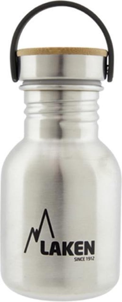 RVS fles 0,35L Basic Steel Bottle - Bamboo Cap - Laken - roestvrijstaal - waterfles - drinkfles