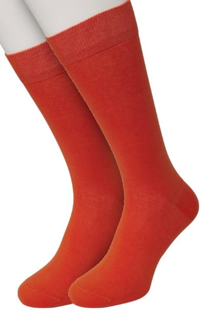 Bonnie Doon Basic Sokken Heren Oranje maat 40/46 - 2 paar - Basis Katoenen Sok - Gladde Naden - Brede Boord - Uitstekend Draagcomfort - Perfecte Pasvorm - 2-pack - Multipack - Effen - Orange - OL6324012.305