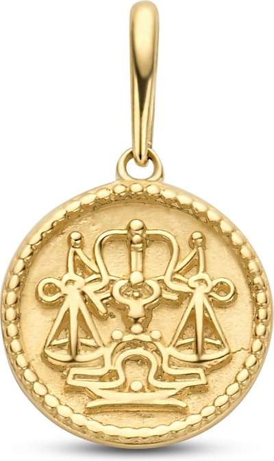 New bling 9NBG-0281 Gouden Sterrenbeeld - Weegschaal - 10 mm Doorsnee - 14 Karaat - Goud