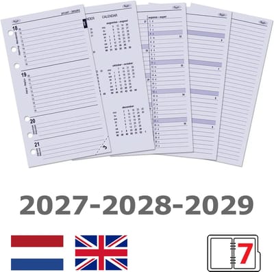 Kalpa 6217-27-28-29 170 x 95 mm Personal Agendabinder Vulling Week NL EN 2027 2028 2029