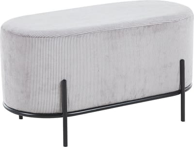 Poef Naomi Lichtgrijs - Stof - Breedte 80 cm - Diepte 40 cm - Hoogte 42 cm
