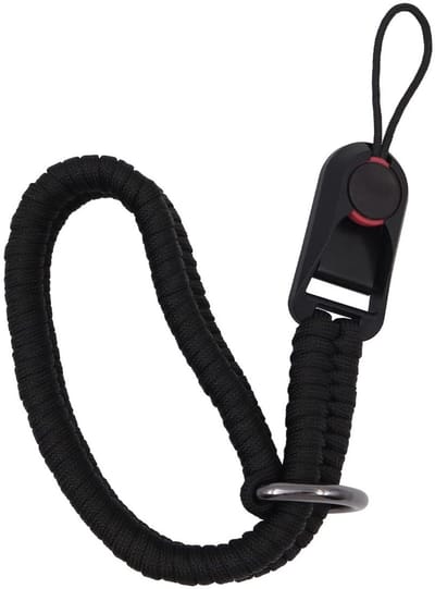 Dailygoods- Camera Strap Quick Release - Polsband - Geschikt voor DSLR/Spiegelloze Camera's - Nylon/Roestvrij Staal - Totale Lengte 40 cm - Zwart