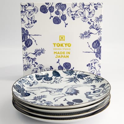 Tokyo Design Studio - Flora Japonica - Dinerborden Set - Ø25,7 cm - 4 Stuks - Porselein - Geschenkdoos