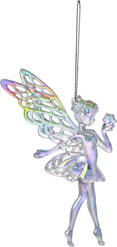 Clayre & Eef Kersthanger Fee 15 cm Zilverkleurig Kunststof