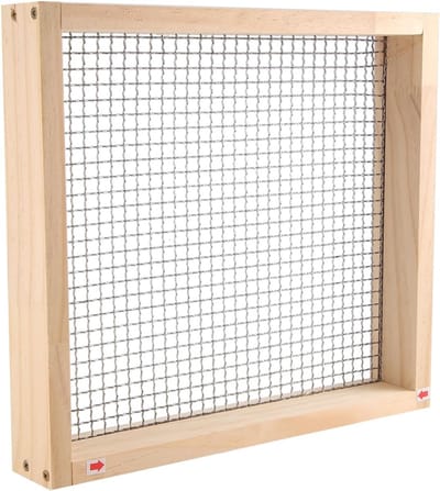 Bodemzeef Houten Frame - Zand Aarde Zeef - Tuinieren Compost Scheiden - Duurzaam Hout Metaal - 36x30x6 cm - Natuurlijk Hout