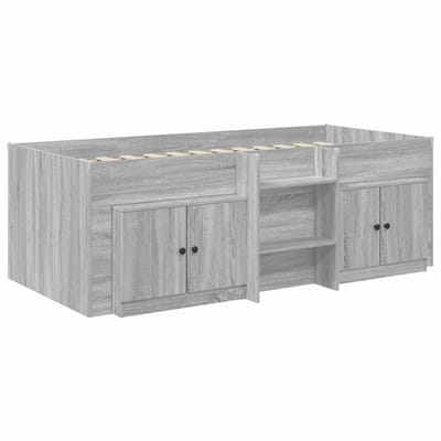 vidaXL - Loft - Bed - Frame - met - Kast - 3 - st - Grijs - Sonoma - Bewerkt - hout