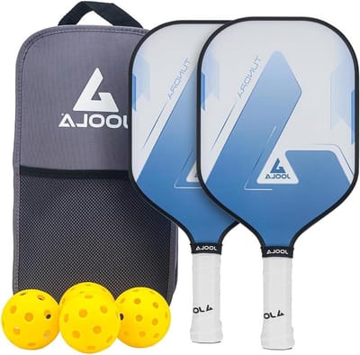 Blue Lightning Pickleball Set inclusief 2 batjes, 4 ballen en tas - ideaal voor vrijetijdsspelers (Blauw, 7-delig)