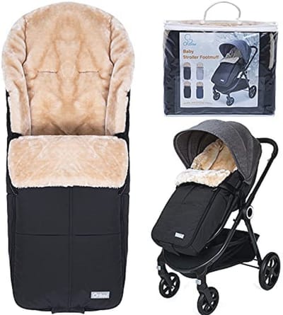 Winter Voetenzak voor Kinderwagen en Buggy met Warm Faux Schapenvacht Voering - Afneembaar en Machinewasbaar