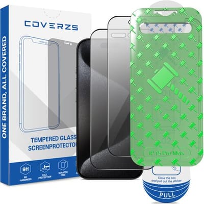 Coverzs Privacy screenprotector geschikt voor Apple iPhone 15 Pro Max screenprotector - Geleverd met montage frame - 2-pack verpakking - screen protector gemaakt van gehard glas