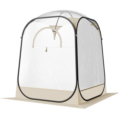Tente Sportive Pop-up, Tente Bulle Transparente 1,27x1,27 m pour 1 Personne, Pod Extérieur Imperméable avec Tapis de Sol et Housse Supérieure, Tentes Dôme Igloo de Jardin Camping