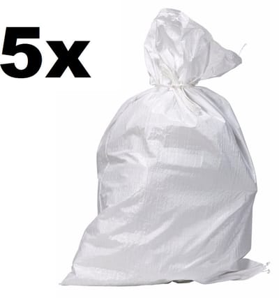 Puinzak Wit - 5 stuks 60 x 100 cm – Sterke Geweven Bouwafvalzakken – Herbruikbare Zandzakken - Steenpuin Zak - Big Bag