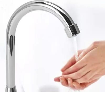 Voetpedaalkraan - Handsfree kraan - Hygiënisch werken - Roestvrij staal - 19.99 x 15.98 cm - Zilver