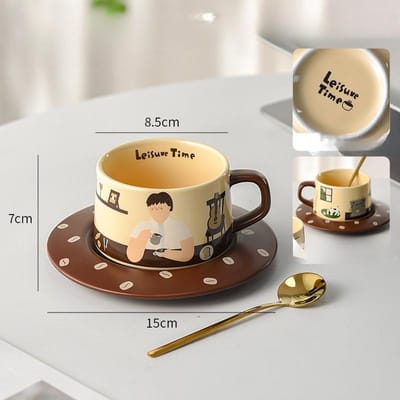 Een bijzonder mooie koffiekop keramische latte kop met lepel high-end en luxueus hoge kwaliteit paar's exquise afternoon tea kop 220ml