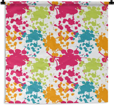Wandkleed - Wanddoek - Patronen - Verf - Regenboog - 180x180 cm - Wandtapijt