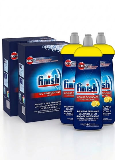 Finish Vaatwaszout 2x4 kg + Finish Glansspoelmiddel Lemon 3x800 ml - Comboverpakking