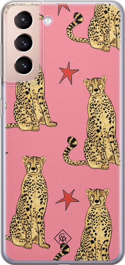 Casimoda® hoesje - Geschikt voor Samsung S21 Plus - The Pink Leopard - Backcover - Siliconen/TPU - Roze