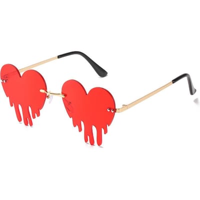 Een Paar PC Nieuwste Trend Gepersonaliseerde Zonnebrillen Liefdestranen Waterdruppels Liefdestranen Legering Randloos Trimmen Zonnebrillen