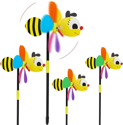 Dailygoods- Windmolen 4 Stuks - Tuindecoratie Buiten - Windspinner Dierenfiguur - Kleurrijk Speelgoed Kinderen - Decoratie voor Tuin/Terras - Hoogwaardig PVC-Materiaal