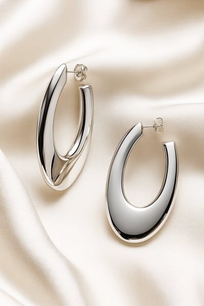 Lundholm Oorringen Dames Groot – Premium Stainless Steel – grote oorringen zilver Grote Oorbellen Zilver kleurige Sculptural Hoops Oorstekers Statement – Skadi Serie – Waterproof & Hypoallergeen – Inclusief Luxe Geschenkverpakking
