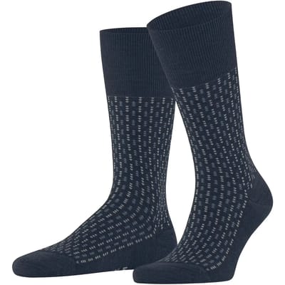 FALKE Airport Special Edition gedessineerd wol katoen sokken heren blauw - maat 39-40