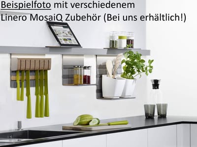 Linero MosaiQ startpakket profiellijst 1200 mm + universeel plankje + 2 haak rails grafiet zwart exclusief bij SOTECH