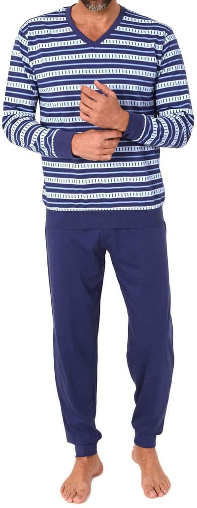Normann herenpyjama met lange mouwen in elegante strepenlook