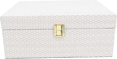 Decoratieve opbergdoos - Houten juwelendoos - Sieraden opbergen - Veilige metalen sluiting - 27 cm breed - Bruin