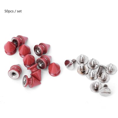 50 pièces 8*12mm Mode Métal Rivets Pointus Balles & Clous Coniques pour Accessoire Cuir DIY (rouge)