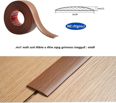 PVC Vloer Overgangsstrip voor Laminaat, Zelfklevende Deurverdeler, Vloerbedekking en Verbindingselement (4cm, Bruin Teak Granulaat)