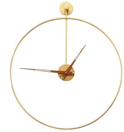 Luxaliving Gouden Wandklok Metaal – Rond 50 cm – Zonder Cijfers